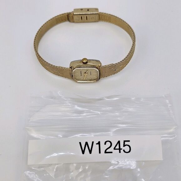 VTG Helbros Women's Watch 15MM Gold Dial Gold Milanese Band 5.5" New Battery - Picture 9 of 9